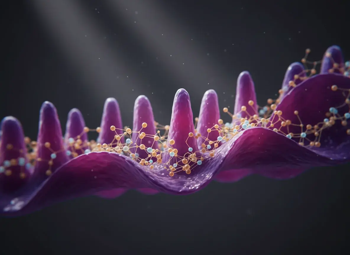 Cross-section illustration of the intestinal wall and its mucus layer